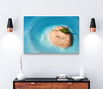 Obraz Help Stroskotanec, more opustený ostrov